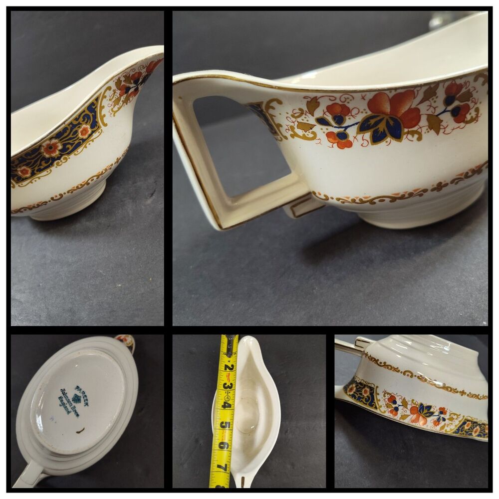 Vintage Gravy Boat Floral Gold Dish by Johnson Bros England Pareek Marlborough
